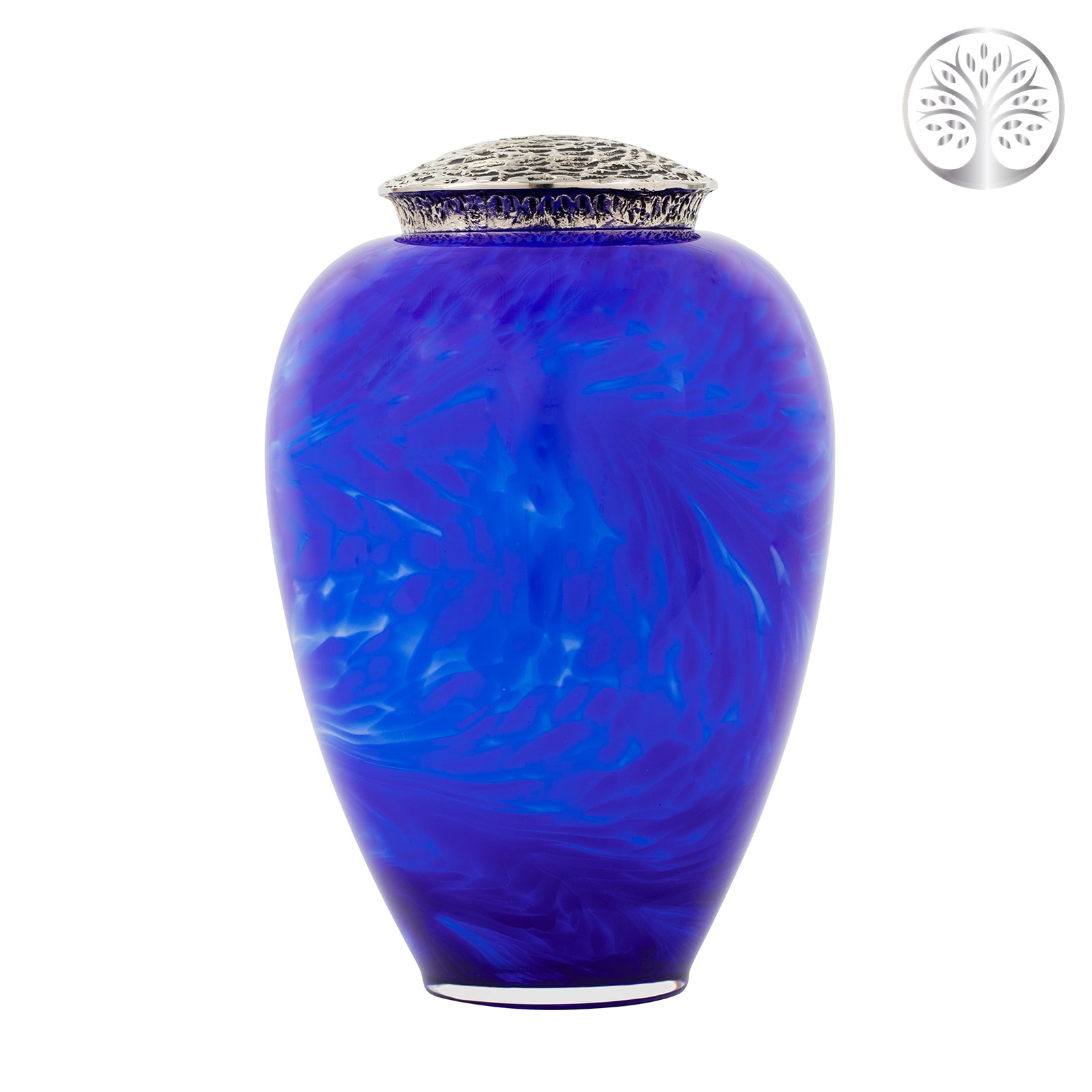Luxury Glass Urn - Cobalt Swirl