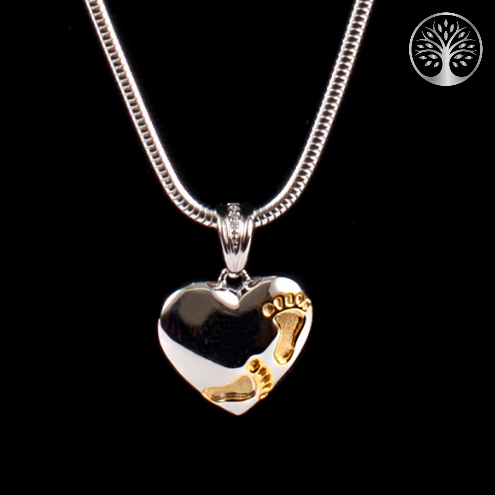 Heart with Gold Footprints Pendant