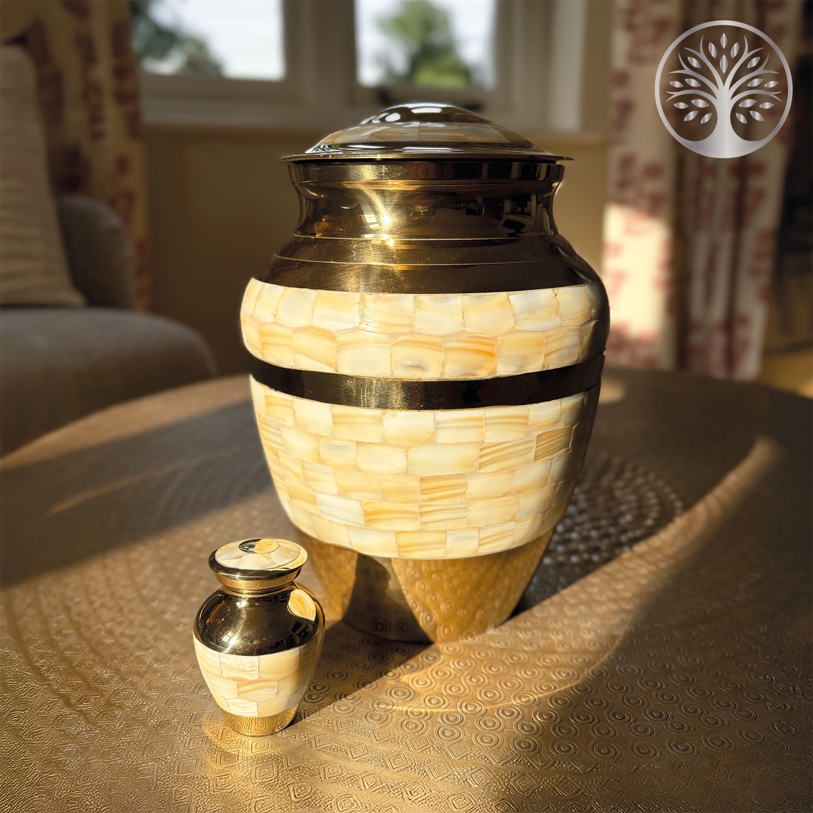 Grand Gold & Mother of Pearl Brass Urn - Image 2