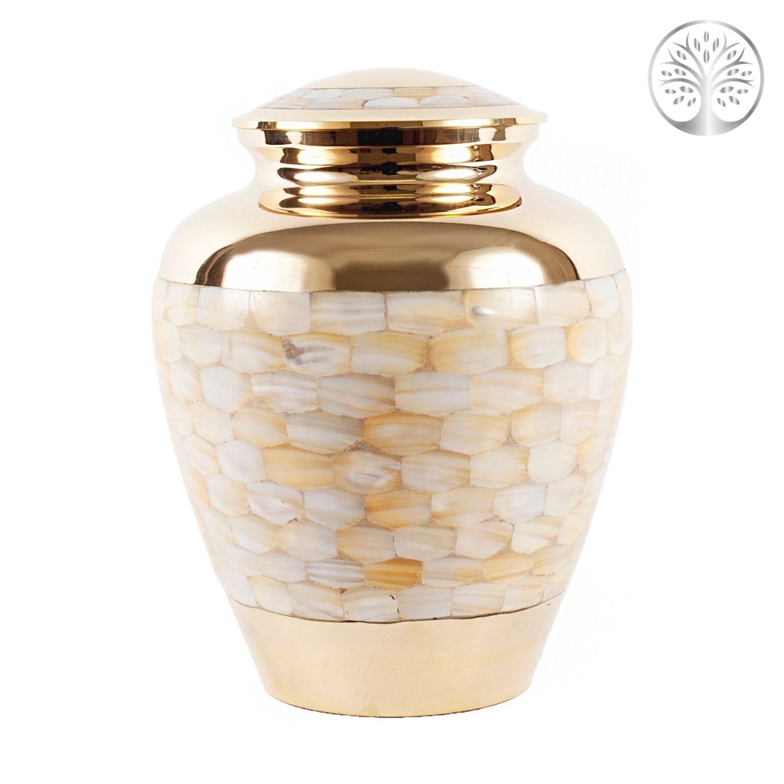 Gold & Mother of Pearl Brass Urn
