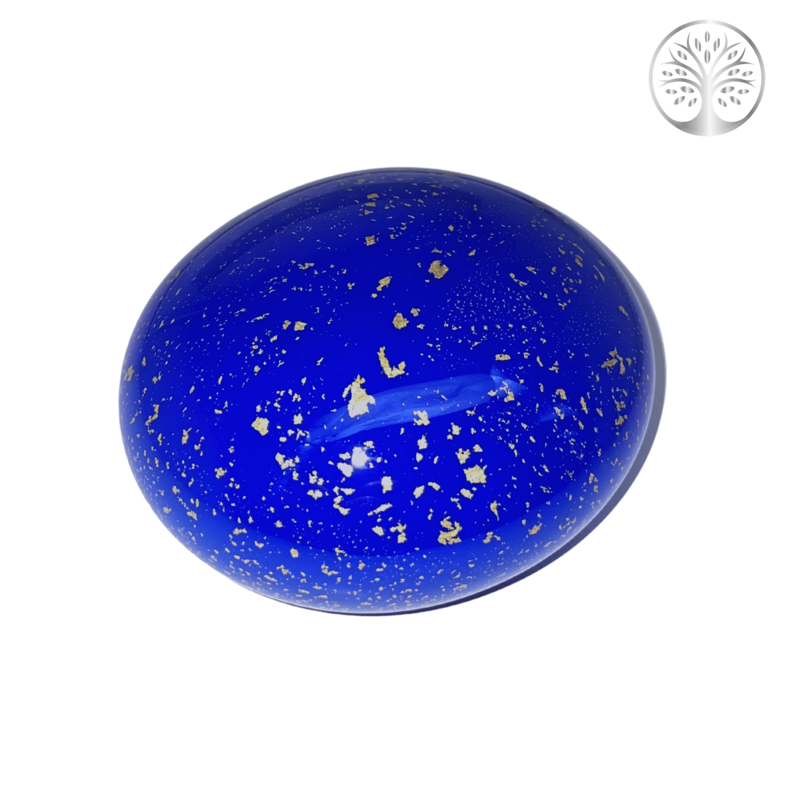 Glass Memory Pebble - Reflex Blue & 24ct Gold Leaf