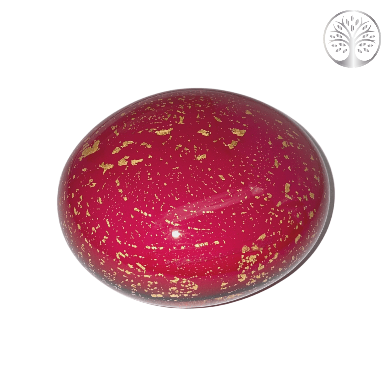 Glass Memory Pebble - Ruby & 24ct Gold Leaf