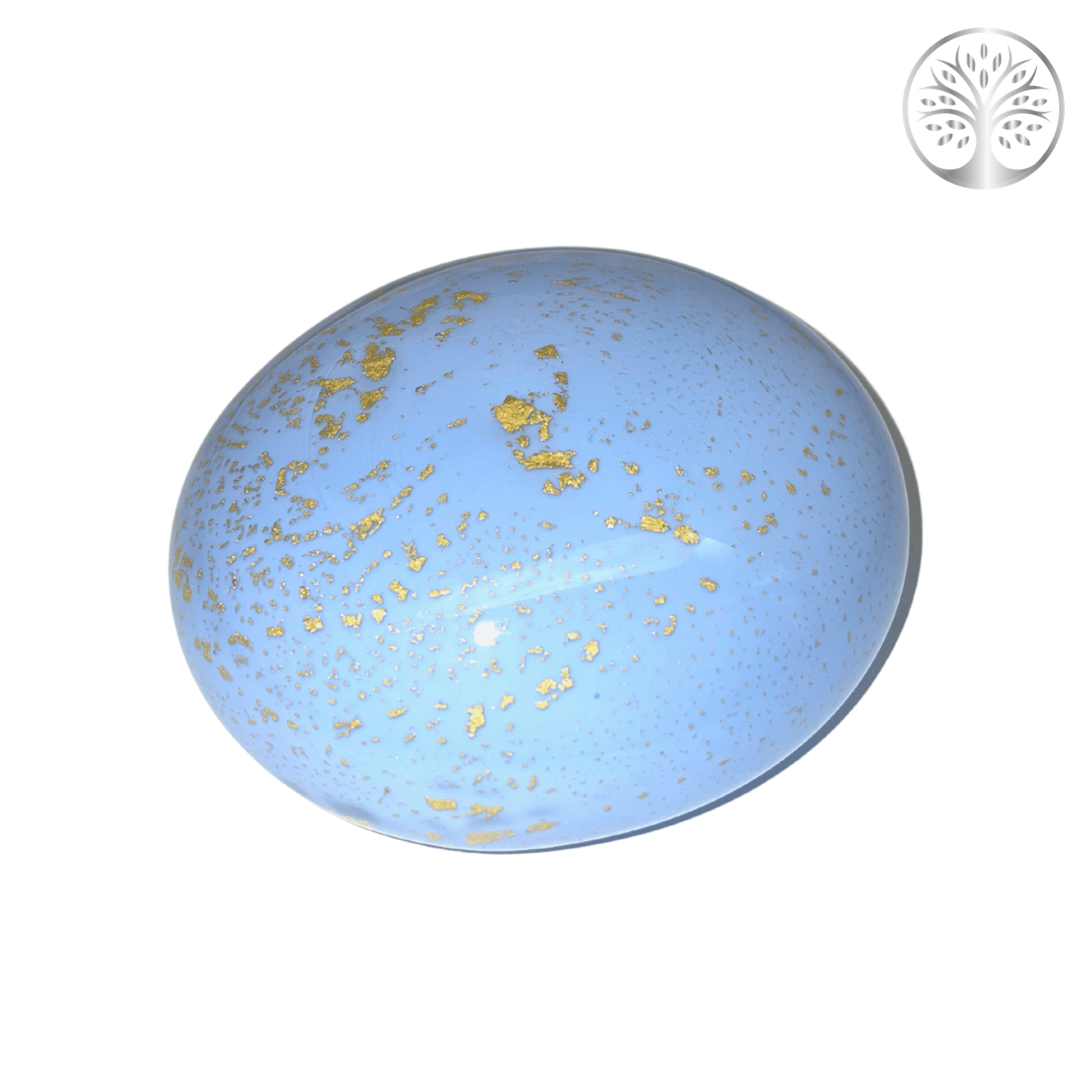 Glass Memory Pebble - Soft Blue & 24ct Gold Leaf
